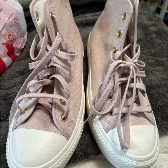 Converse Women's Pink High-Top Sneakers - Picture 2 of 3
